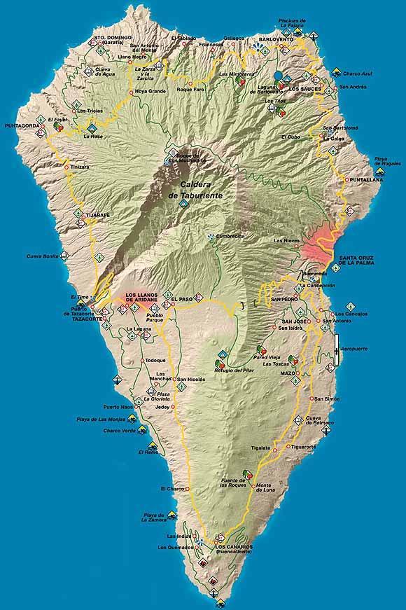 Straßenverlauf La Palma - Übersicht im Kartenstil